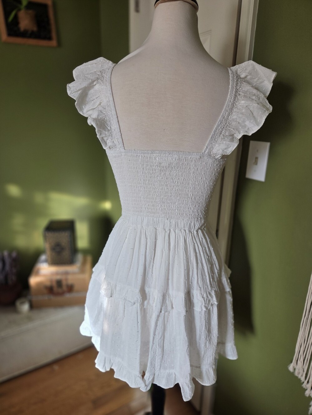 Mable White Ruffle Mini Dress Size S - Picture 7 of 9